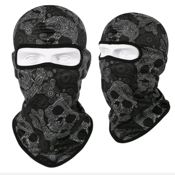 Tactical Skull Ghost Printed Full Face Mask Balaclava Halloween Ski Motorcycle - Picture 1 of 6
